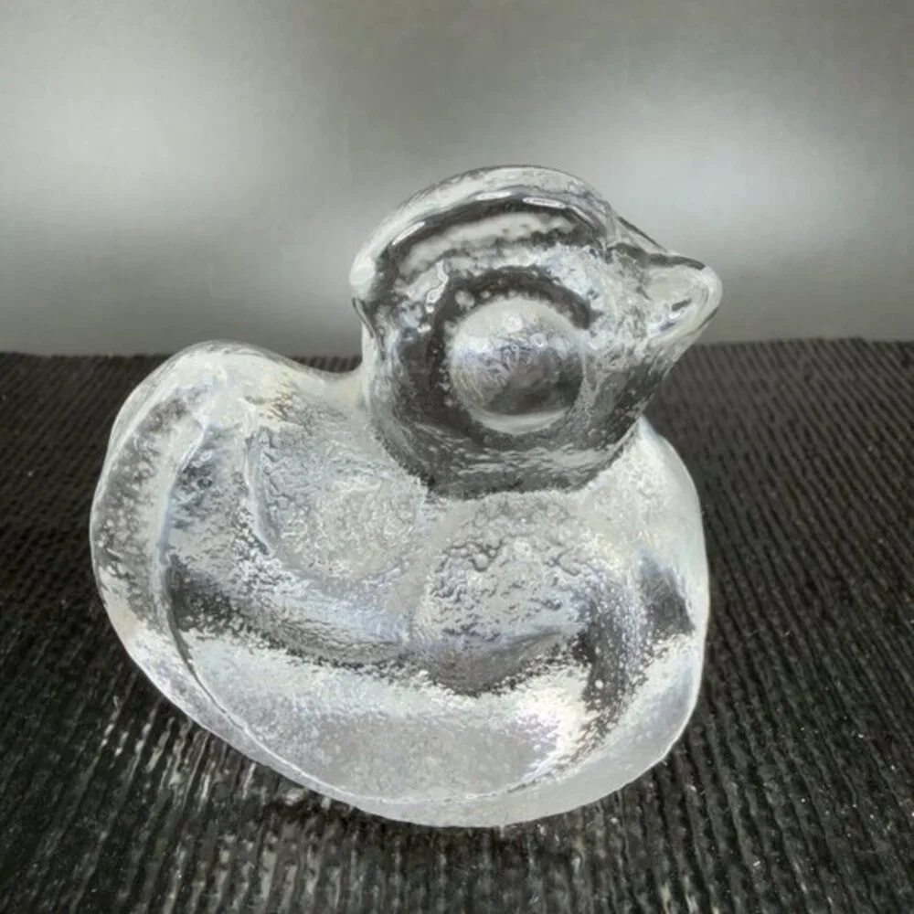 Lars‎ Hellsten Skruf Glass Sweden Rocking Chicken Chick Figure Paperweight Clear